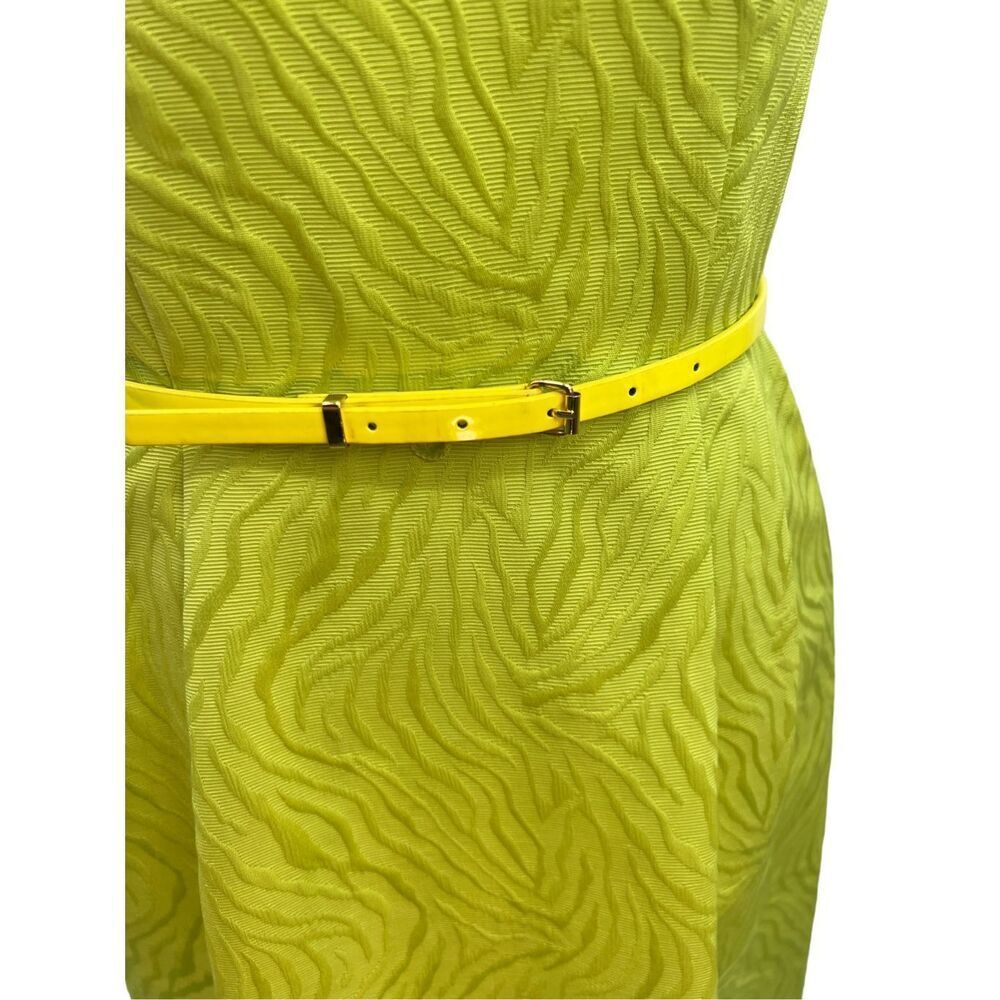 Ellen Tracy Lime Green Textured Midi Dress with Belt - Picture 7 of 13